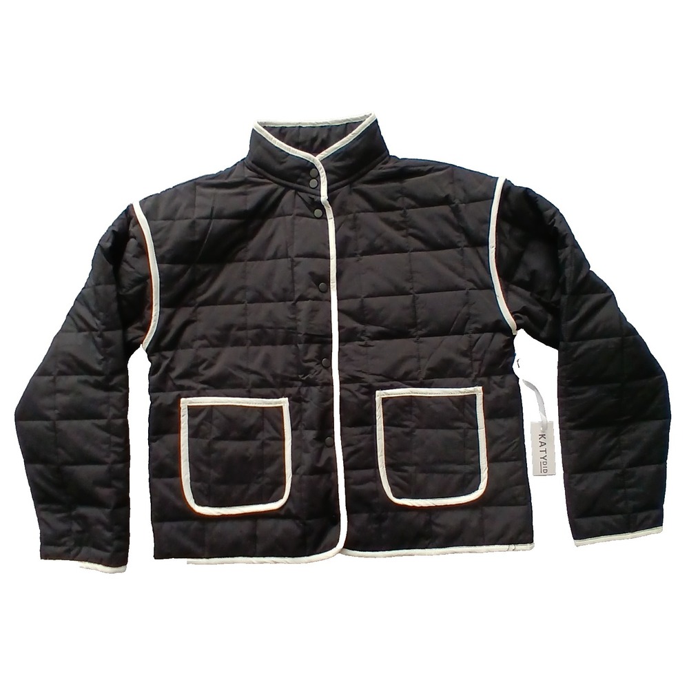 Quilted‎ Snap Button Black Cozy Dark Academia Winter Juniors Girls Jacket Medium